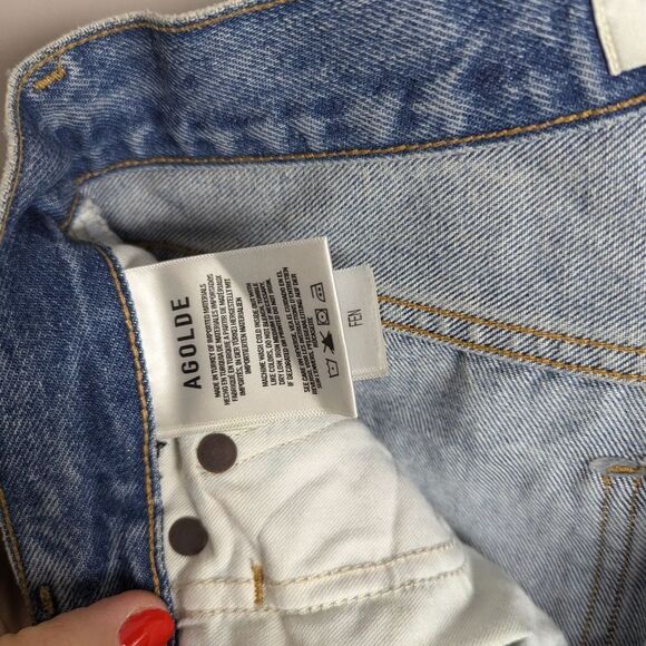 AGOLDE Women's Skinny Fit Jeans, Ripped Knees, Medium Wash, Size 24 - Picture 9 of 12